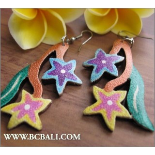 Assorted Coloring Wood Earrings Flowers Fashion